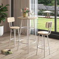 3 Piece Bar Height Pub Table and Stools Set White Oak A2953