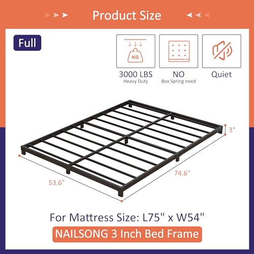 3 Inch Low Profile Full Metal Bed Frame M859640