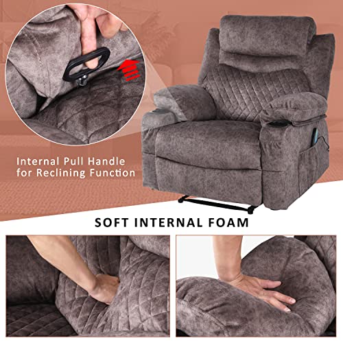 Oversized Grey Fabric Recliner with Massage and Heat X631373