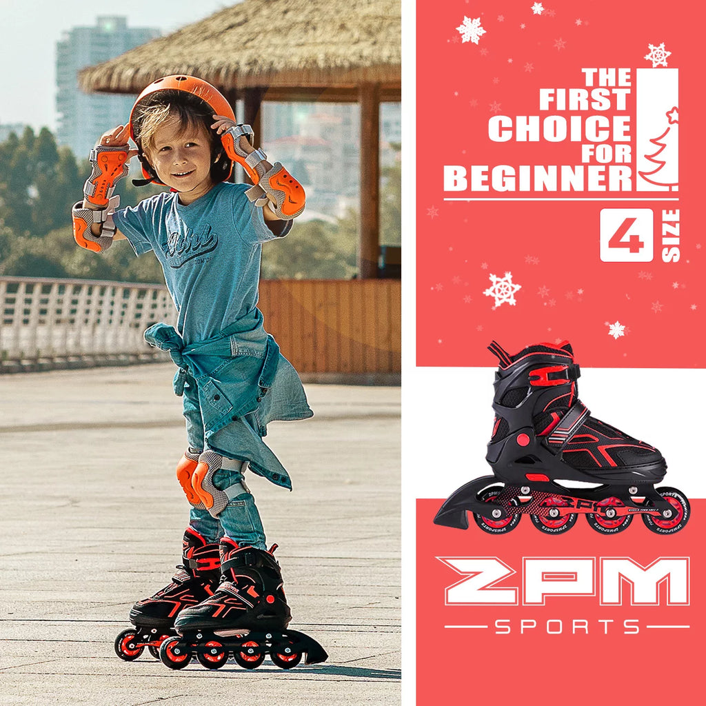 Red Black Adjustable Inline Skates E2214