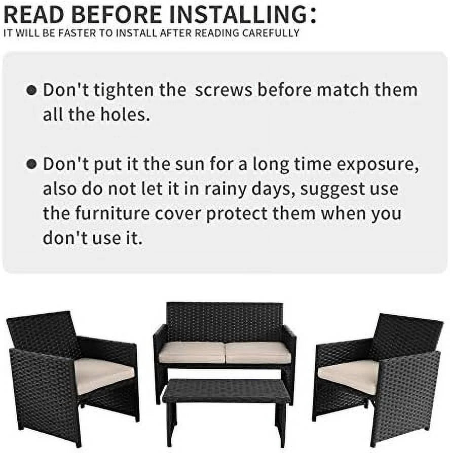3 Piece Patio Conversation Set with Non-Slip Cushions K633713