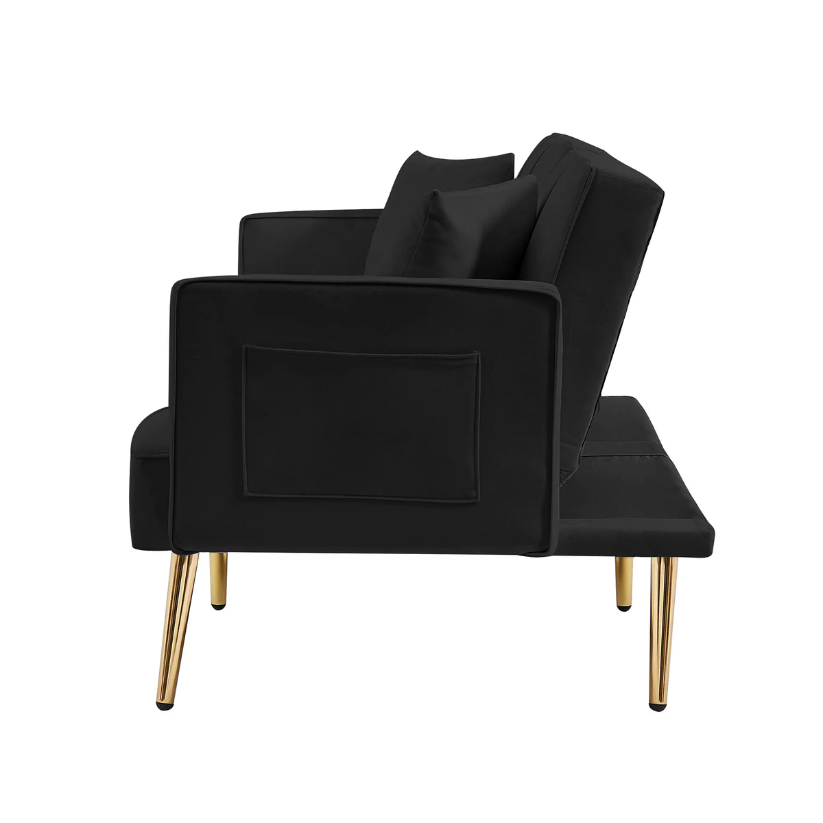 Black Velvet Convertible Futon Sofa Bed V930828