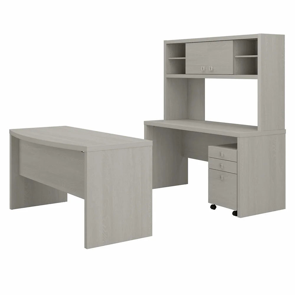 Gray Sand Desk and Credenza with Drawers E311122
