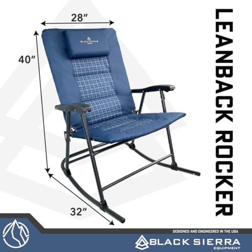 Black XL Oversize Padded Folding Rocking Camping Chair K76718