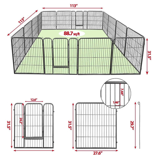 32 inch 16 Panel Foldable Metal Pet Playpen A9107
