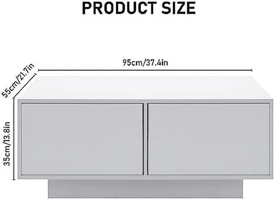 LED Coffee Table with 4 Sliding Drawers White P7835