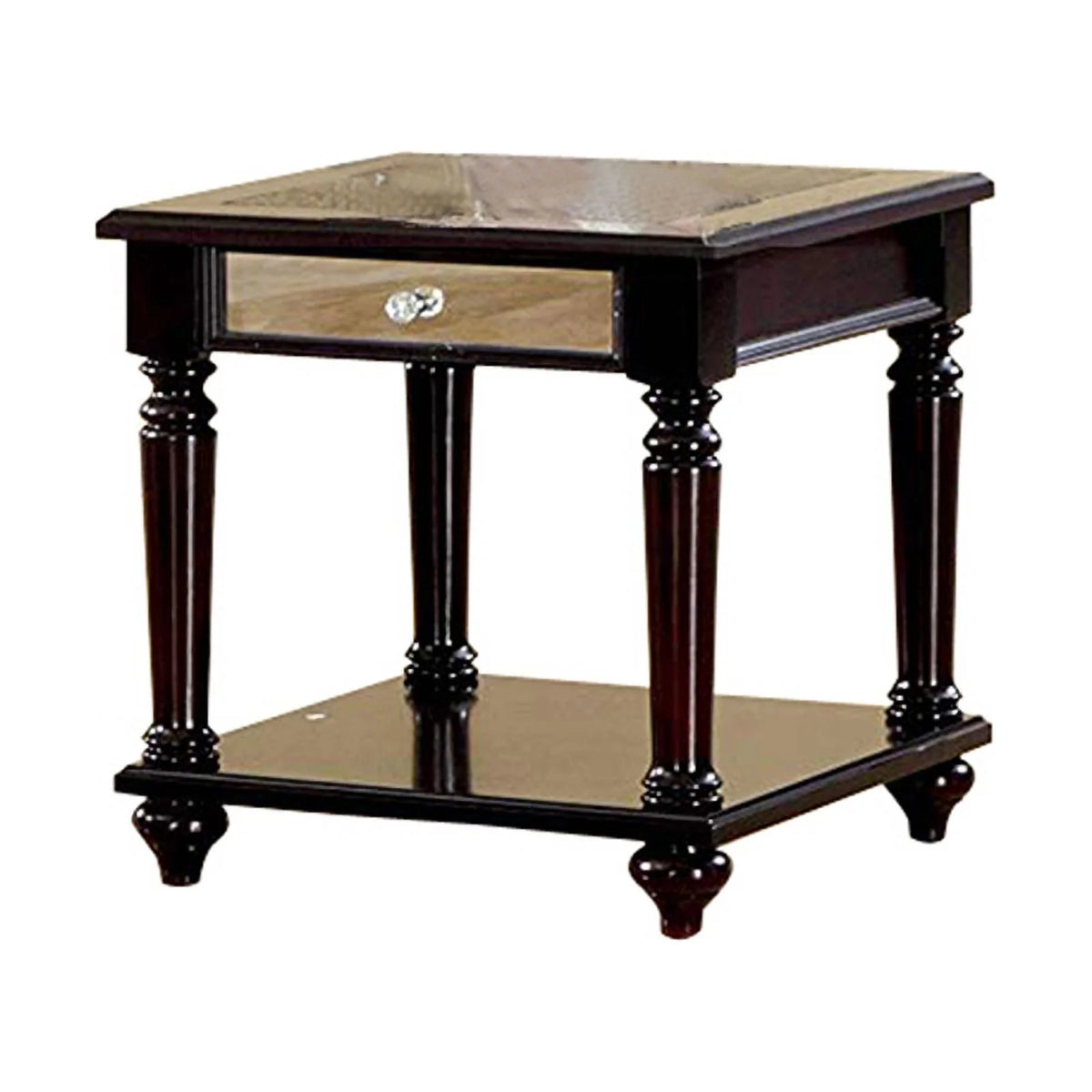 Brown Mirror Panel Coffee Table with 2 End Tables, Set of 3 B760297