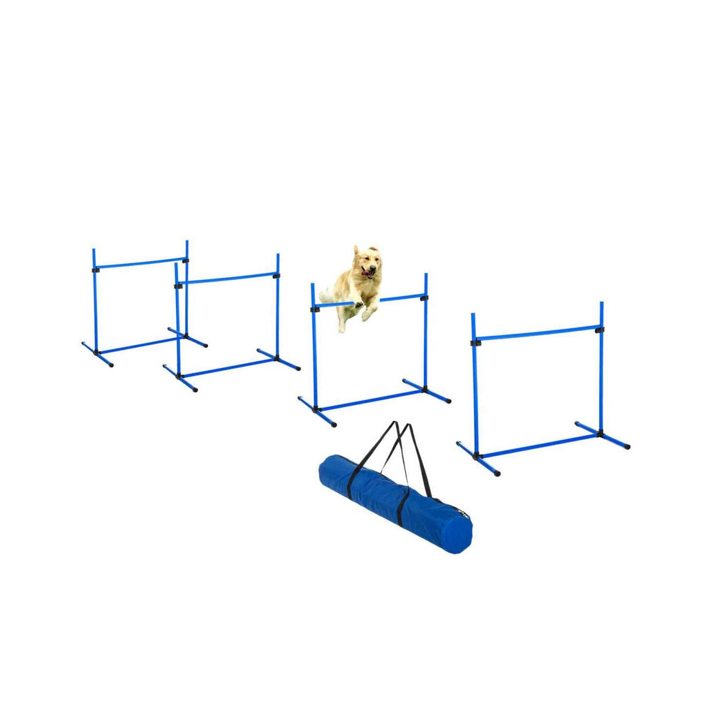 4 Piece Dog Agility Equipment with Adjustable Height Jump Bars S610