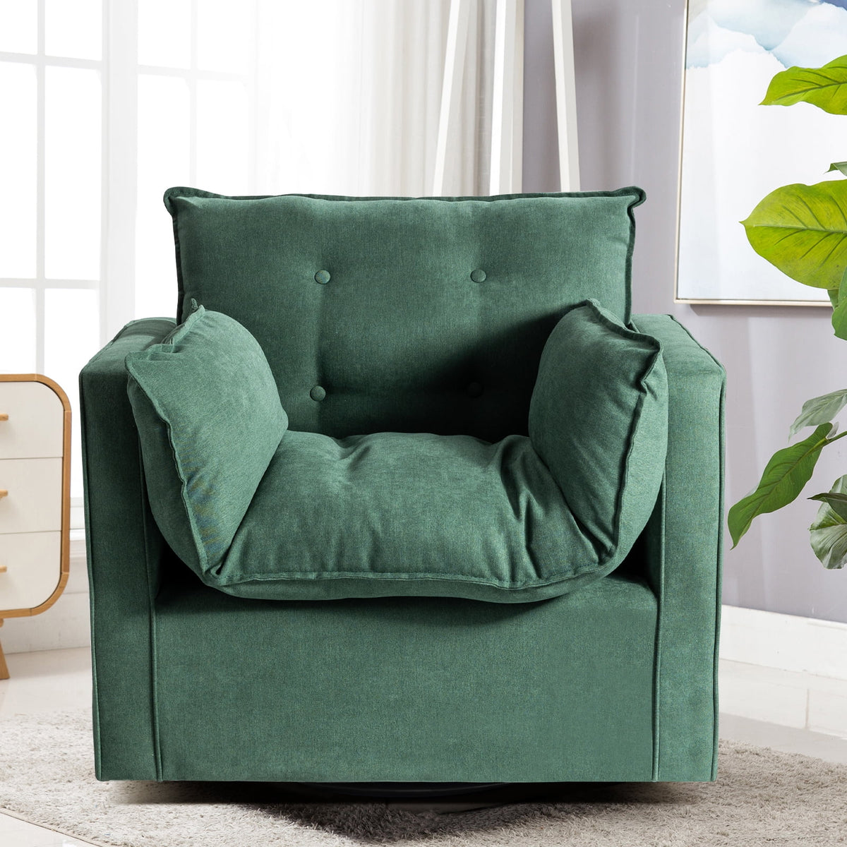 Green Upholstered Swivel Accent Chair R6436