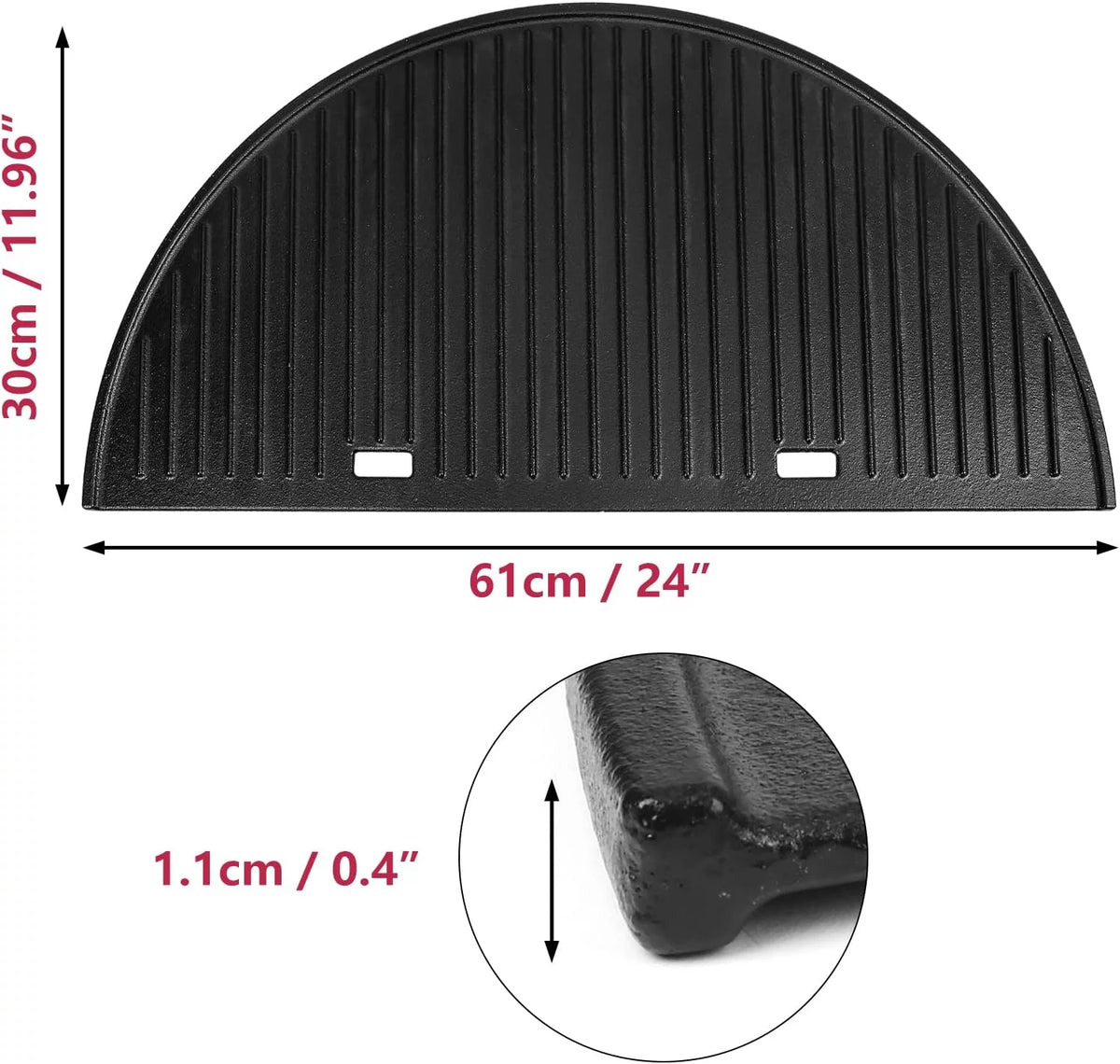 24” Half Moon Cast Iron Reversible Grill Griddle O42982