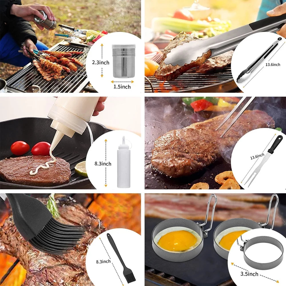 15 Pcs Stainless Steel BBQ Tools Set with Storage Bag M187