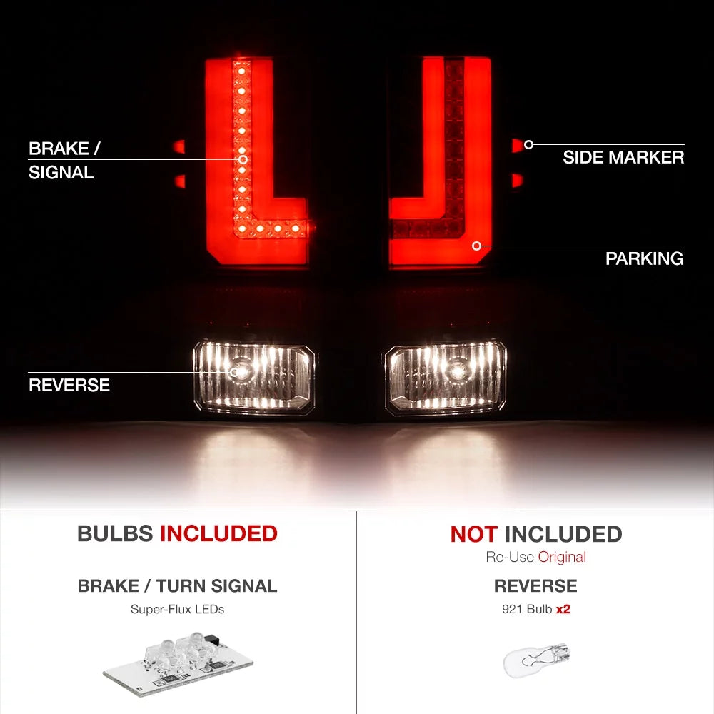 2016-2018 GMC Sierra 1500 LED Tail Lights Matte Black Housing Smoke Lens I87099