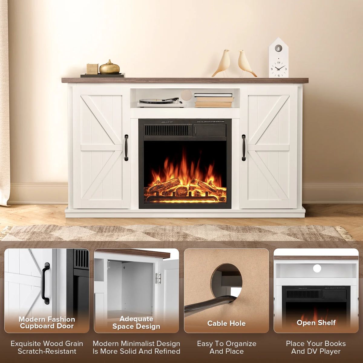 48'' Freestanding Electric Fireplace with Remote Control Y655816