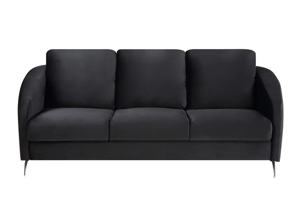 Black Velvet Sofa Loveseat Chair Set S7211