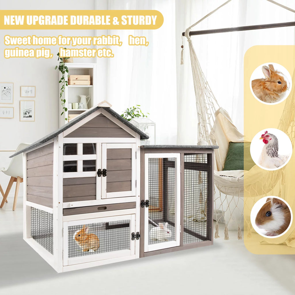 46.3" FirWood Rabbit Hutch with Pull Out Tray X73161