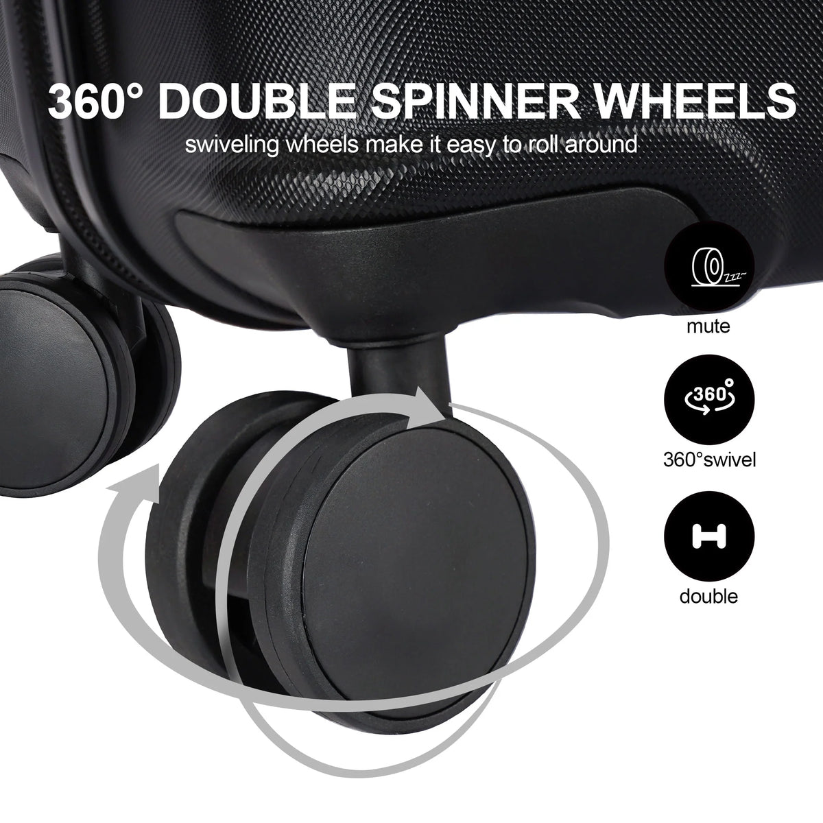 3 Piece Expandable Hard Side Luggage Set with Wheels Black R6986