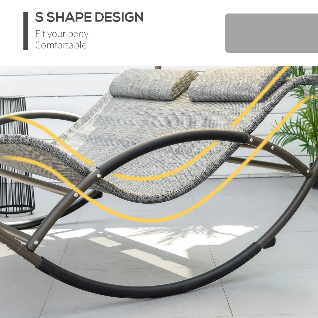 Gray Outdoor Rocking Bed with Canopy D66420