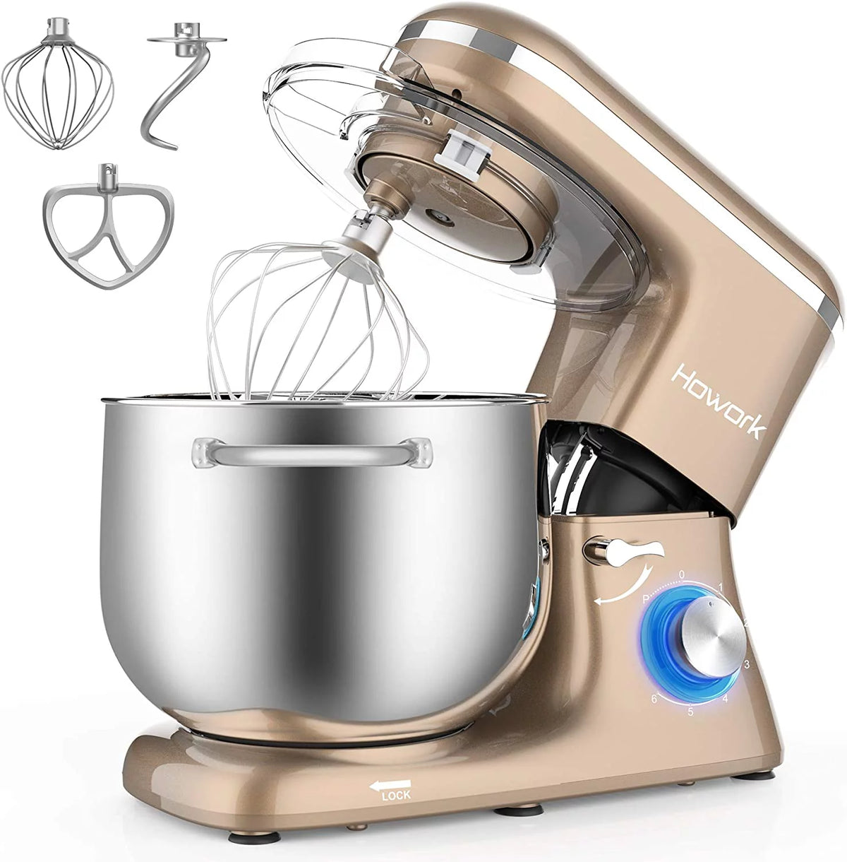 8.45 QT 660W Stand Mixer with Dough Hook, Whisk, Beater S75350