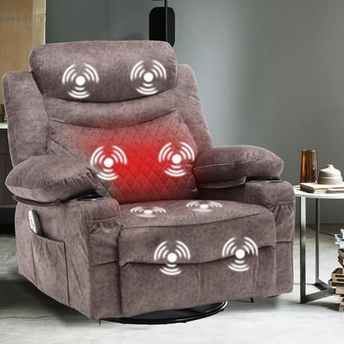 Oversized Grey Fabric Recliner with Massage and Heat X631373