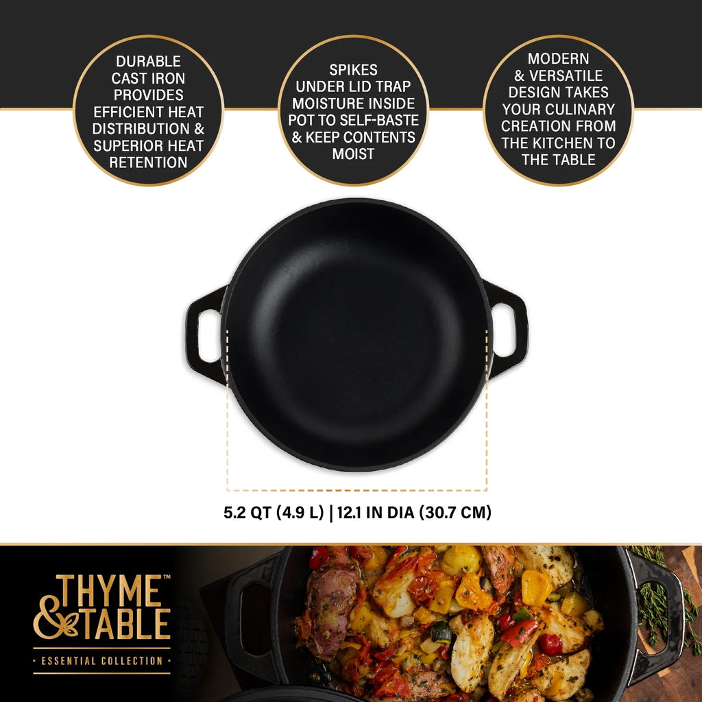 5.2 QT Enameled Cast Iron Braiser T382