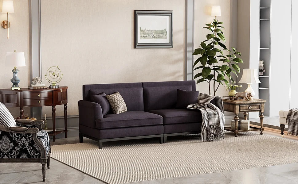 Gray Upholstered Sofa with Wooden Legs X958