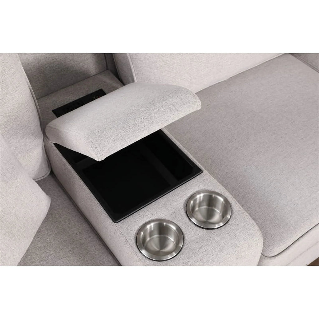 Light Gray Linen Fabric Upholstered Sectional U96690