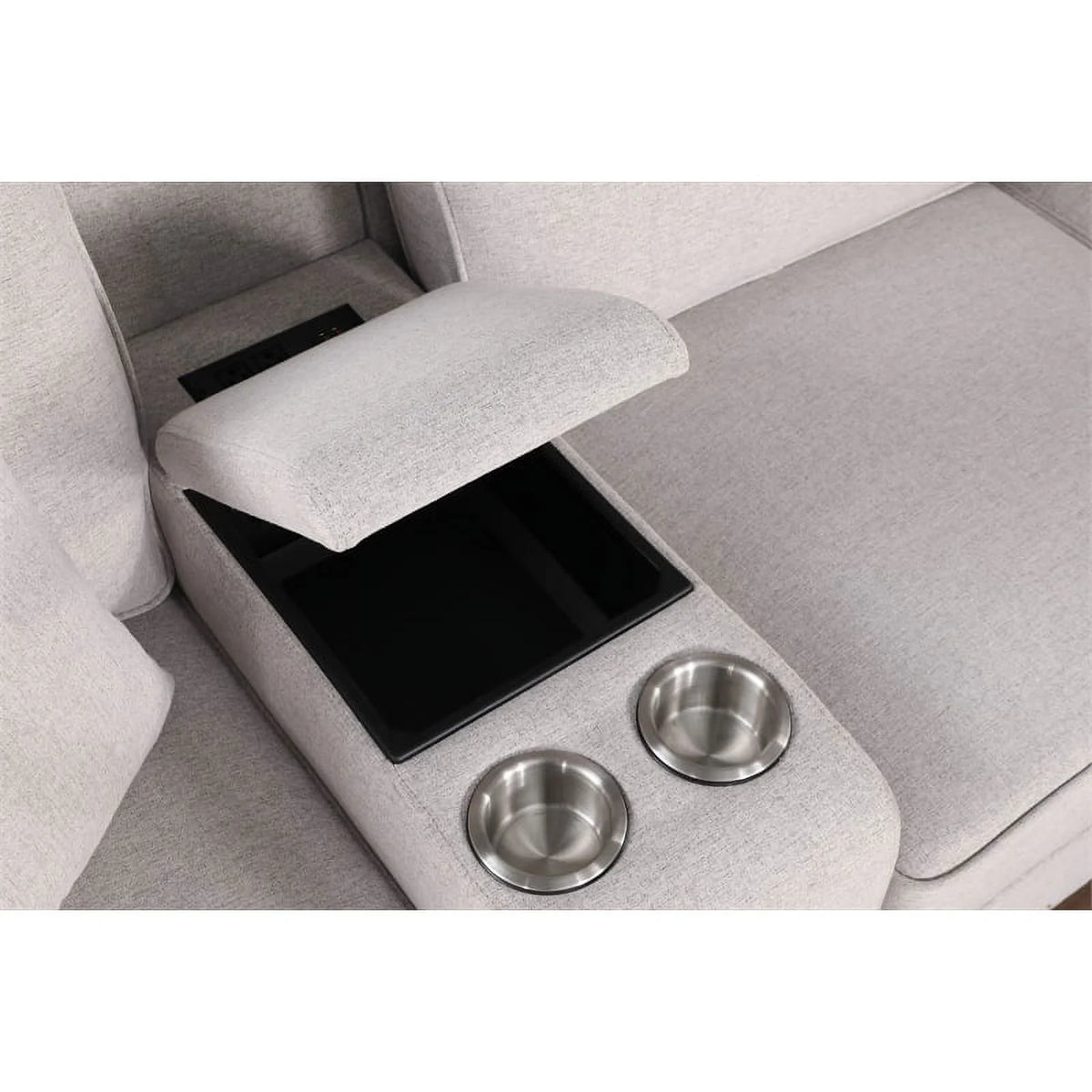 Light Gray Linen Fabric Upholstered Sectional U96690