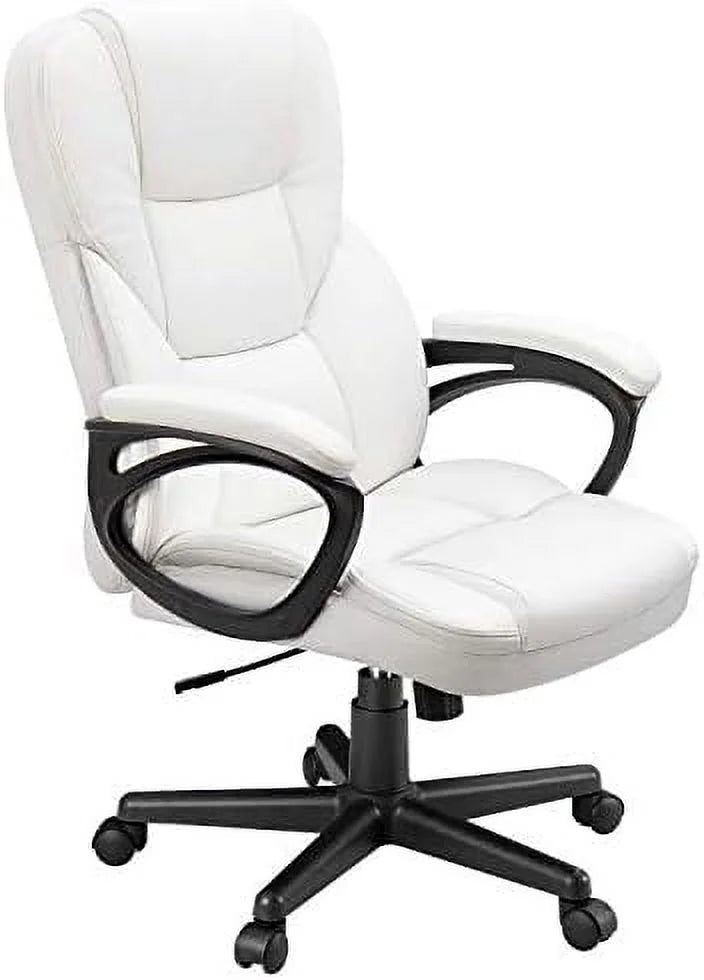 White High Back Adjustable PU Leather Office Chair with Lumbar Support N843