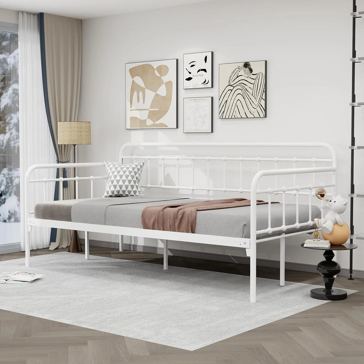 White Metal Twin Daybed Frame G3933