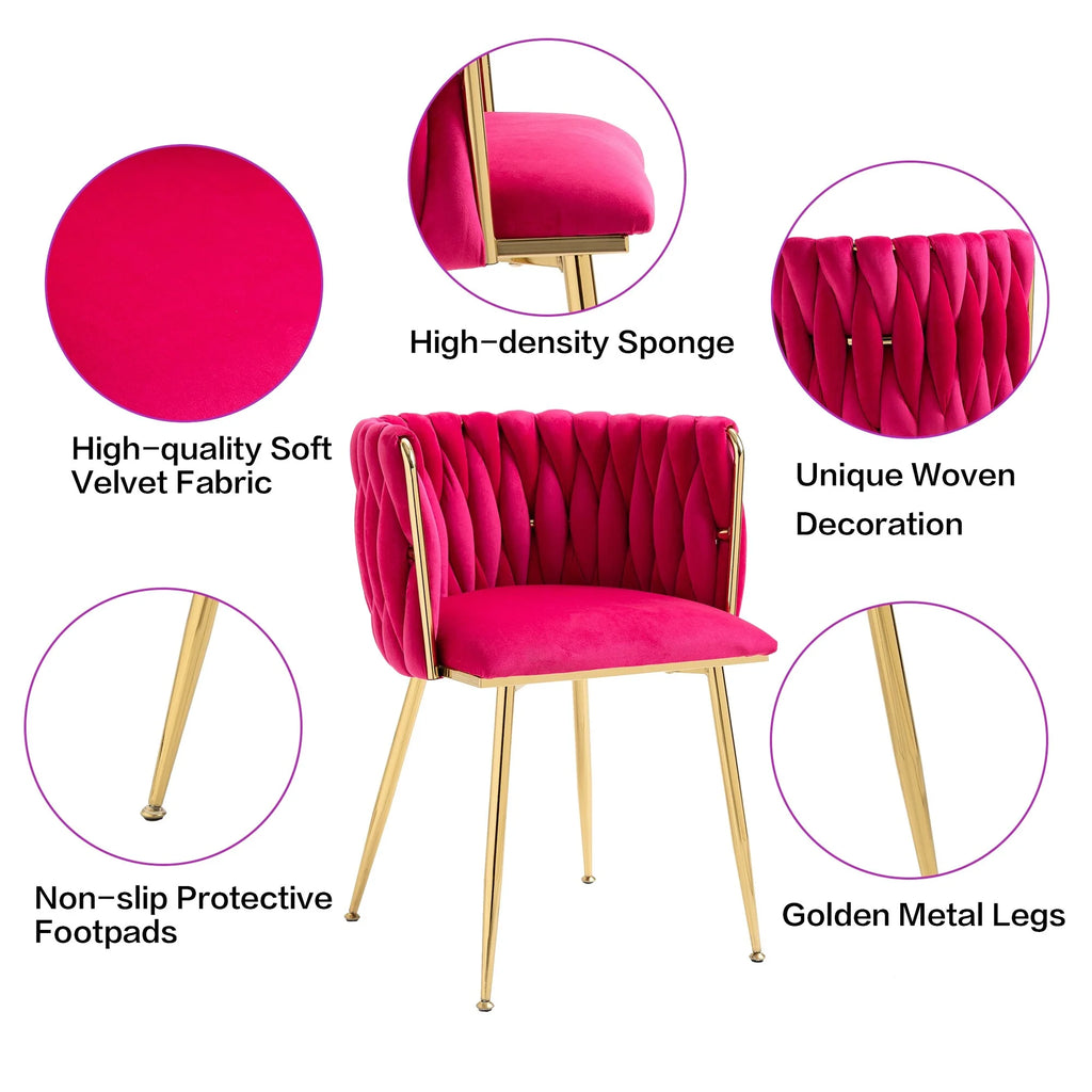 Red Velvet Tufted Dining Chair Set of 2 E1629