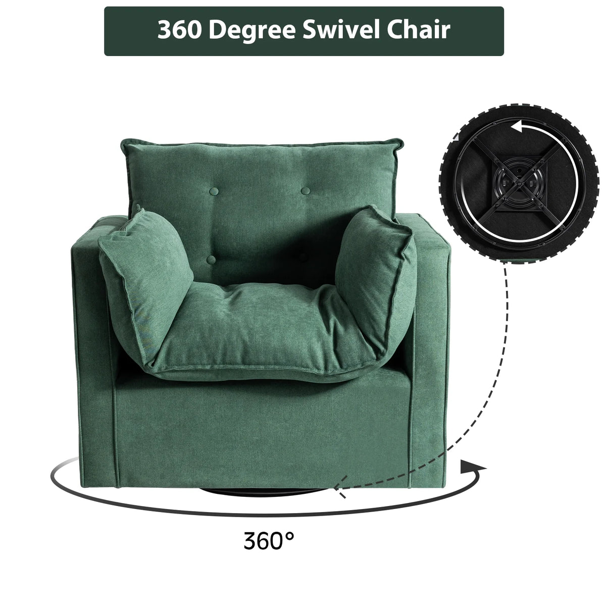 Green Upholstered Swivel Accent Chair R6436