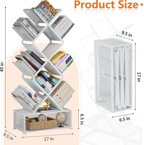 Black 9 Tier Folding Tree Bookshelf with Storage Cabinet Z4652