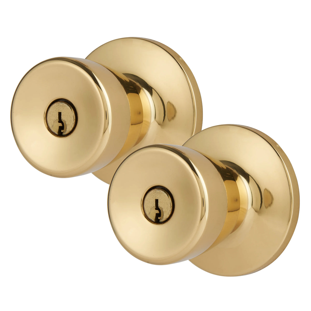 Keyed Entry Tulip Style Doorknob Polished Brass Twin Pack S118