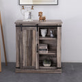 Aged Wood Sliding Barn Door Accent Cabinet J24522
