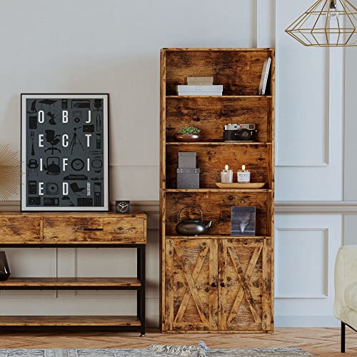 Industrial 6 Shelf Bookshelves with Doors G489136