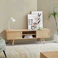 55.12" Rattan TV Cabinet with Sliding Doors and Adjustable Shelf X744723
