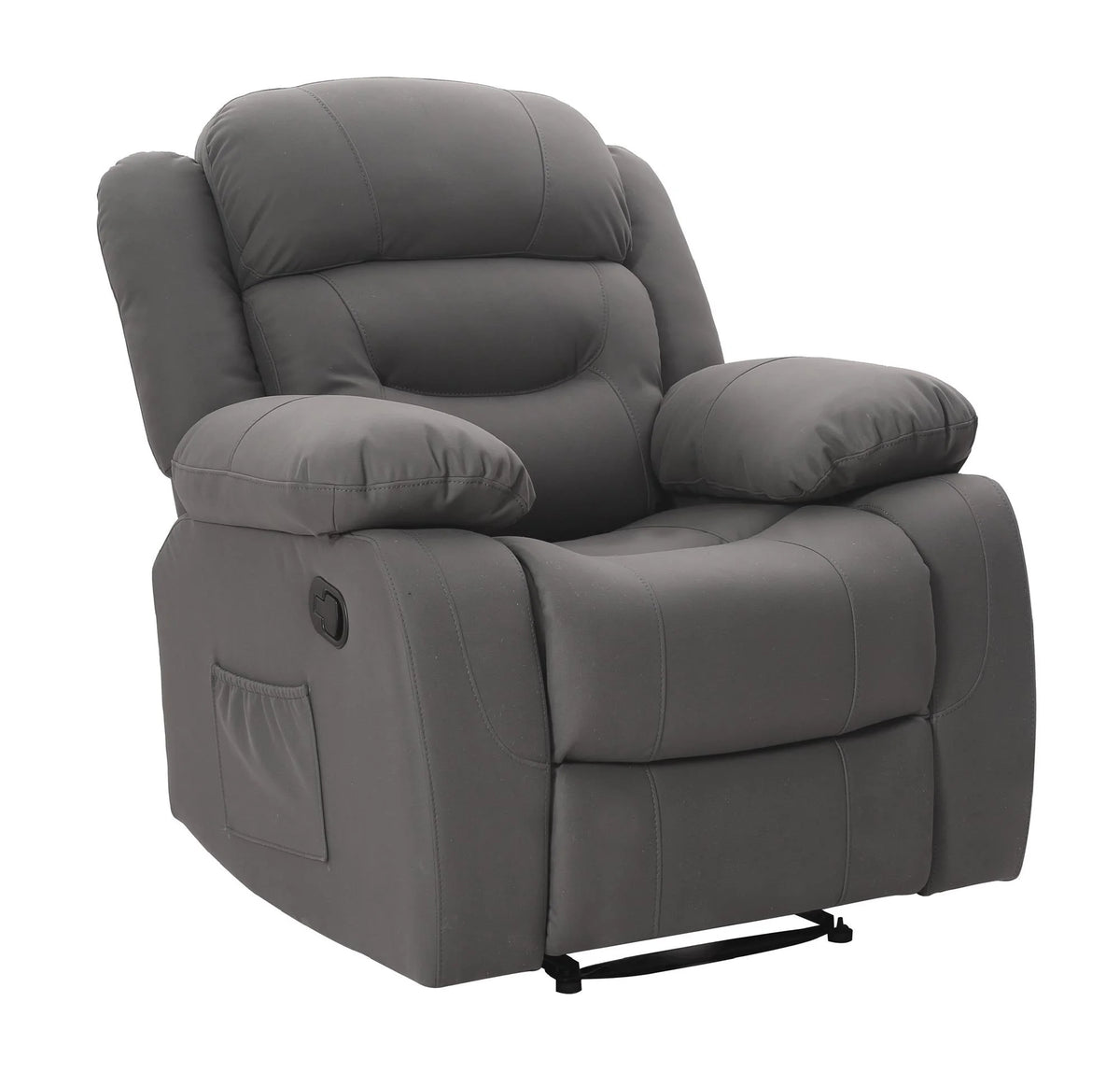Gray Faux Microsuede Recliner with Cupholder K25995