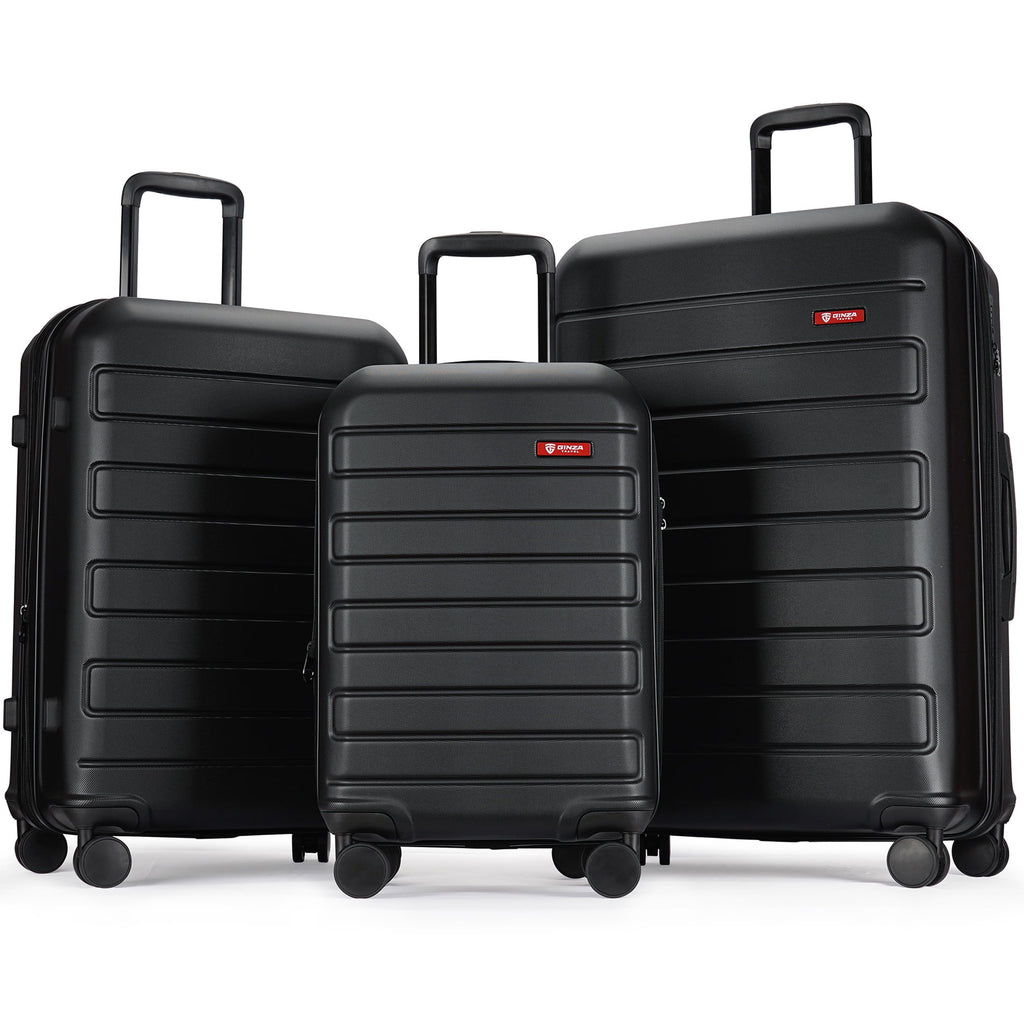 3 Piece Expandable Hard Side Luggage Set with Wheels Black R6986