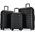 3 Piece Expandable Hard Side Luggage Set with Wheels Black R6986