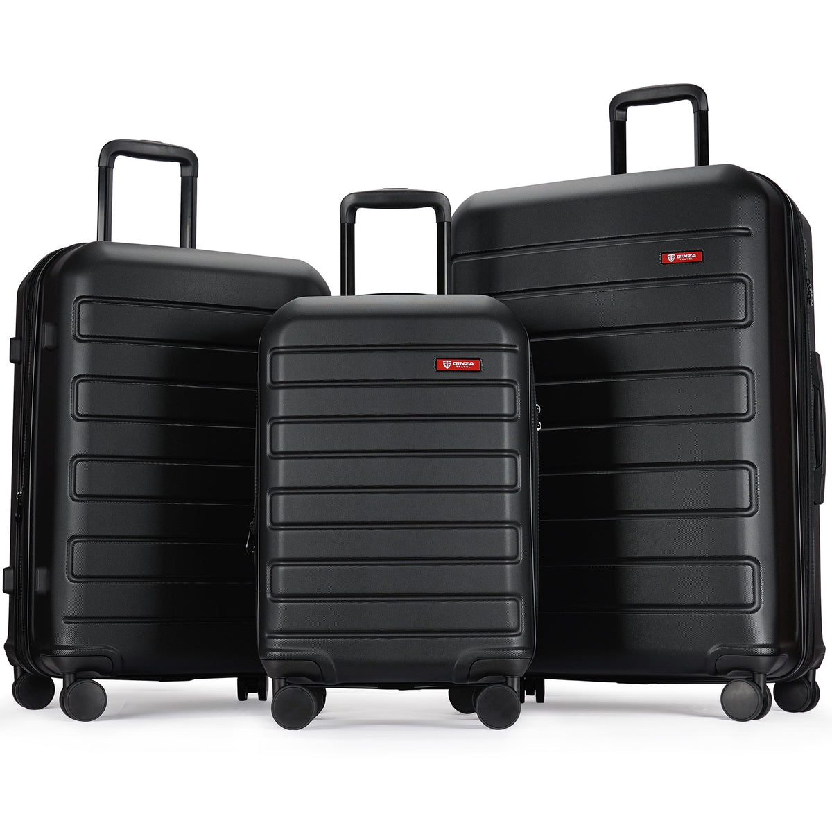 3 Piece Expandable Hard Side Luggage Set with Wheels Black R6986