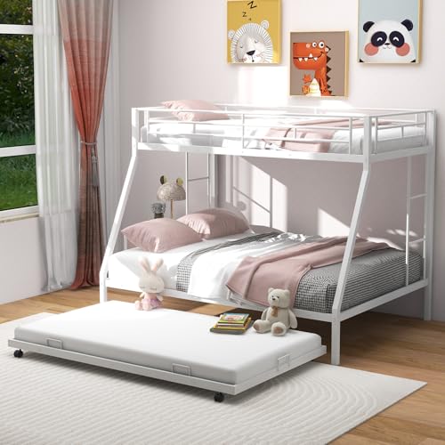 Twin Over Full Metal Bunk Bed with Trundle A172