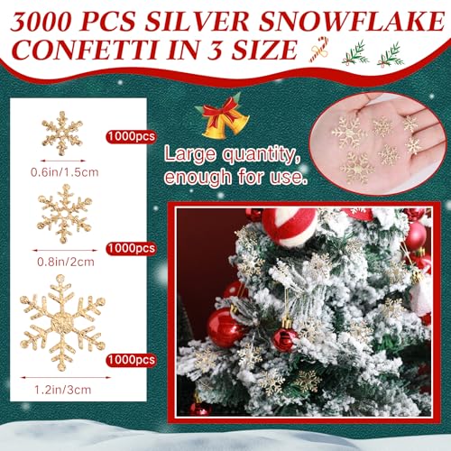 3000 Pcs Multicolor Glitter Snowflakes Confetti Y993604