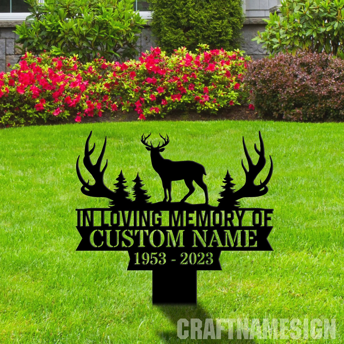 Custom Deer Hunting Memorial Stake R6081