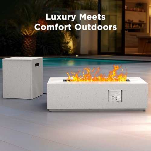 43 Inch 50000 BTU Propane Gas Fire Pit Table with Glass Rocks B895