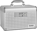 Medicine Lock Box Storage Lock Box Silver 12 X 7.68 X 7.87 Inch Medium Lockable Trunk with Key Lock O4539