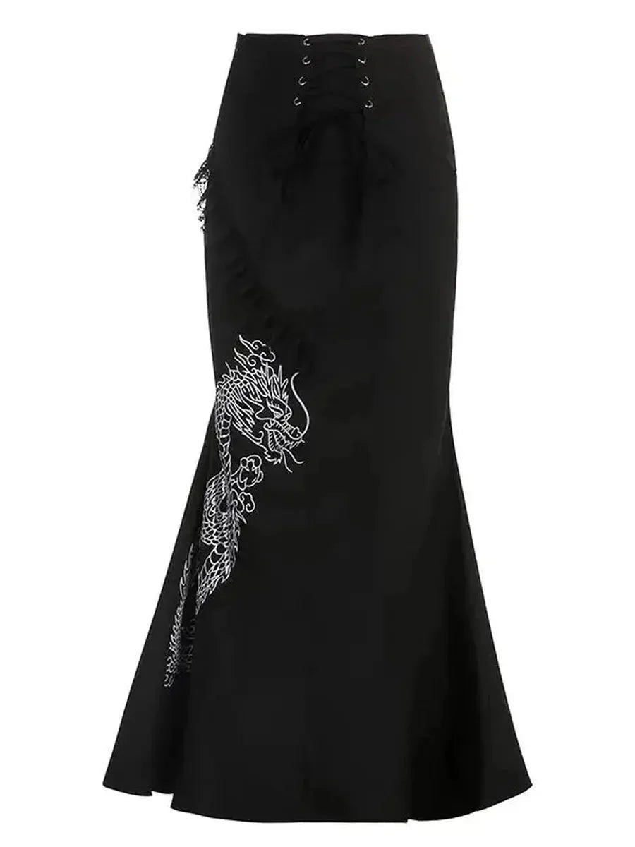 Dark Fish Tail Midi Skirts R450670