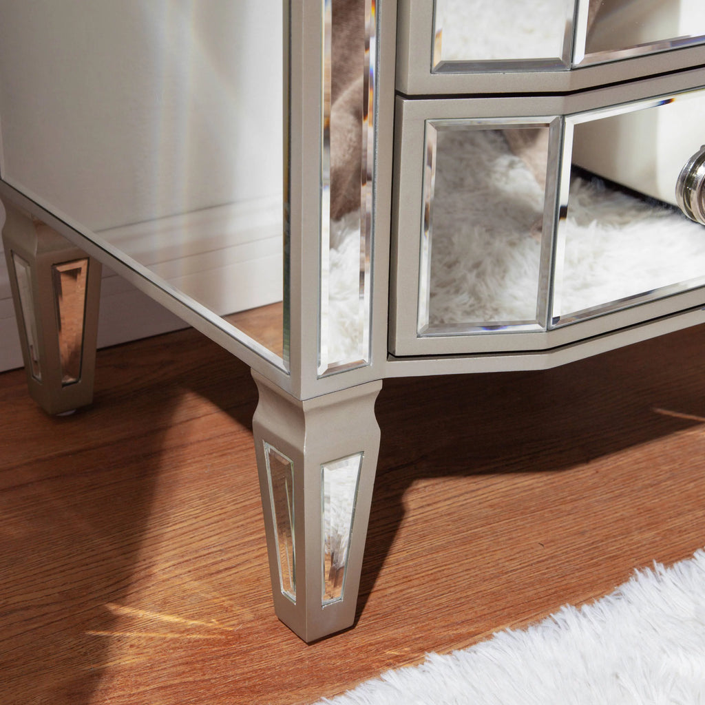 Glass 3 Drawers Vintage Nightstand M399153