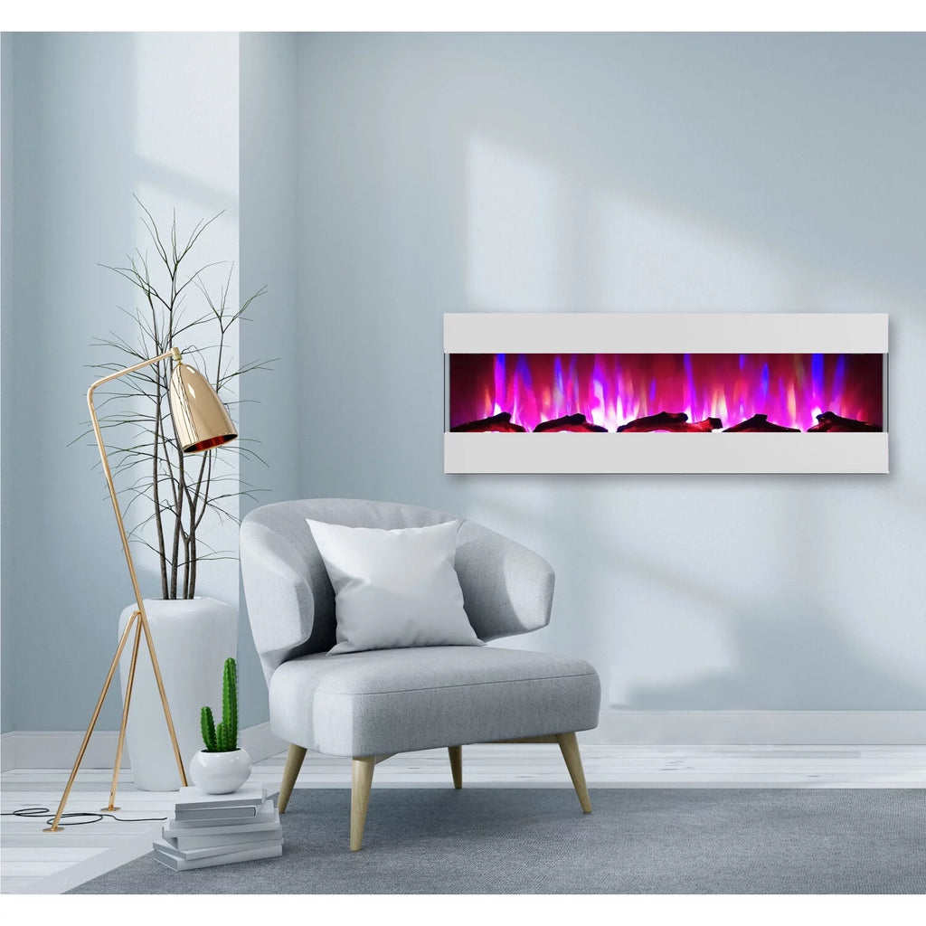 60 In. Recessed Electric Wall Mounted Fireplace Heater with Multi-color Flame I73962