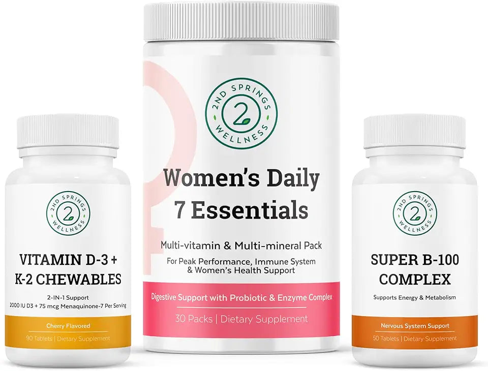 Vitamin D3+K2 Chewables & Super B-100 Complex Bundle P33291