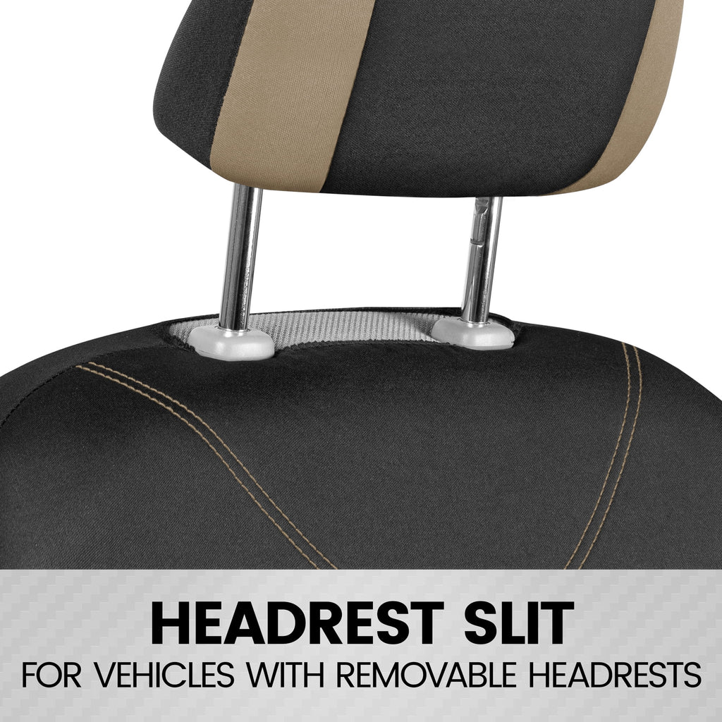 Beige Two-Tone Full Set Car Seat Covers F3848